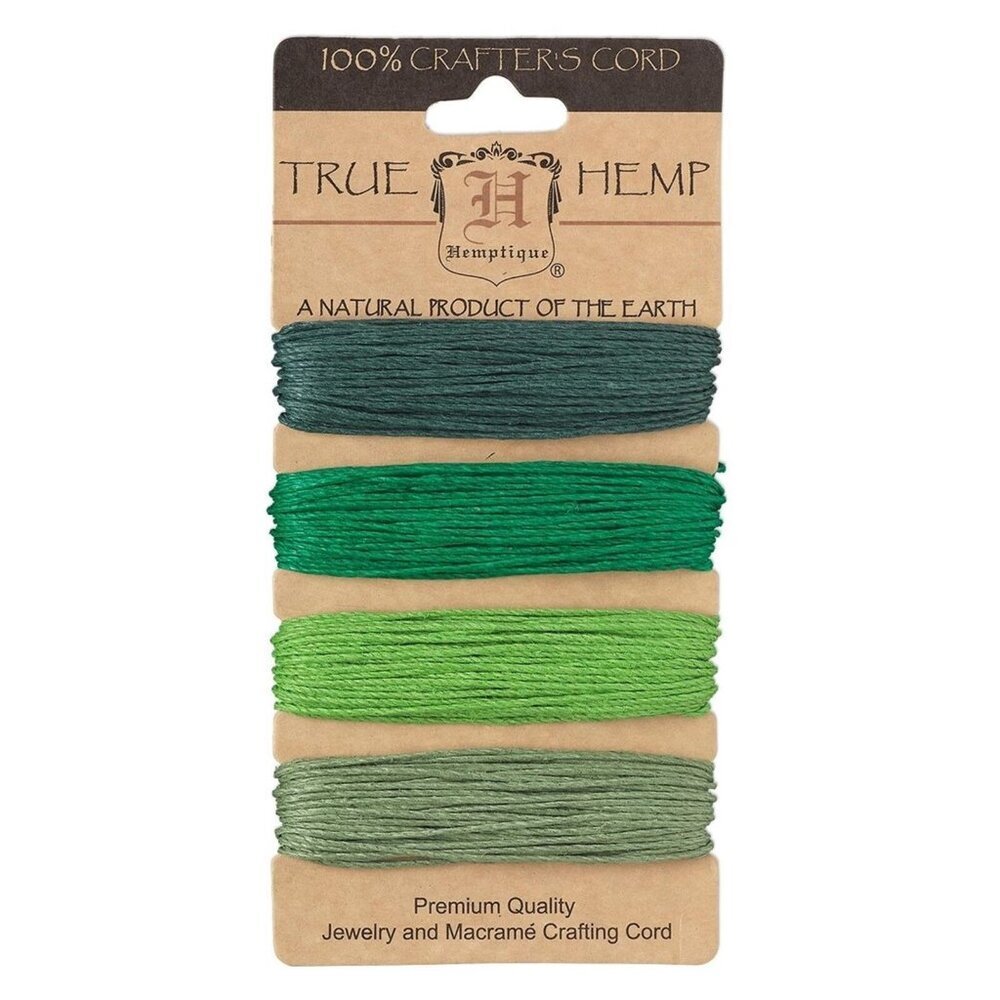 Organic Hemp Variety Pack Jewelry Craft Cord 4 Colors Shades of Green